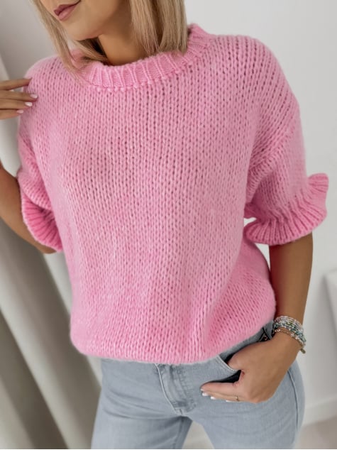 SWETER SYNTORA JASNORÓŻOWY