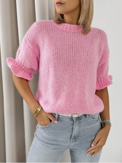 SWETER SYNTORA JASNORÓŻOWY