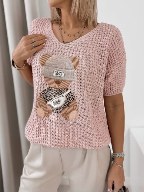 SWETER FALZIR PUDROWY RÓŻ