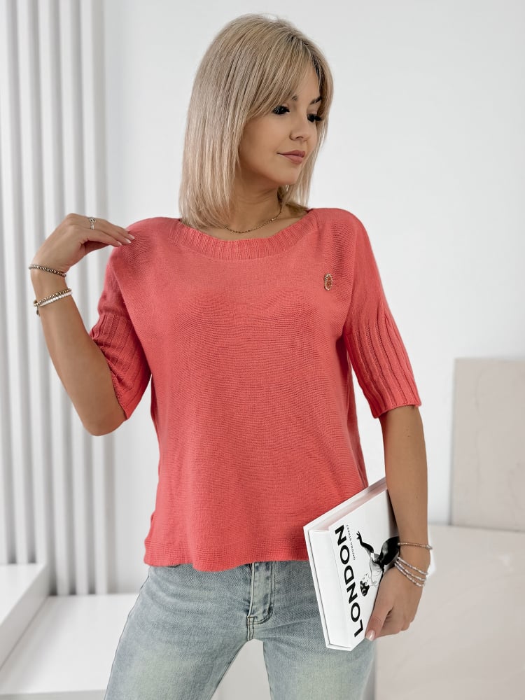 SWETER GABIA KORALOWY