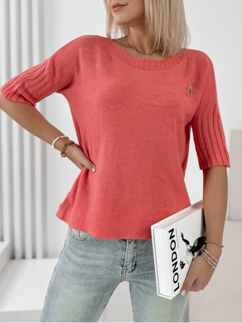 SWETER GABIA KORALOWY