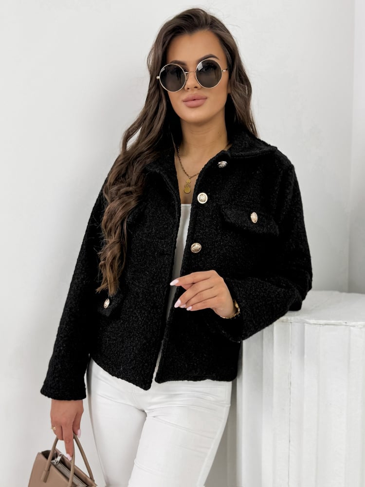 KURTKA BOUCLE XAVIA CZARNA