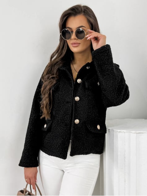 KURTKA BOUCLE XAVIA CZARNA