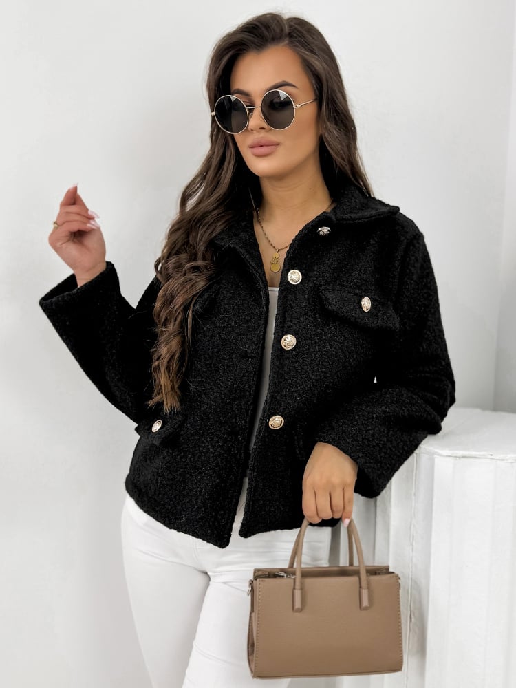 KURTKA BOUCLE XAVIA CZARNA