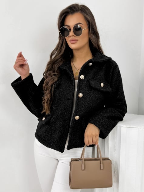 KURTKA BOUCLE XAVIA CZARNA