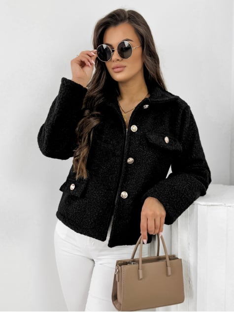 KURTKA BOUCLE XAVIA CZARNA