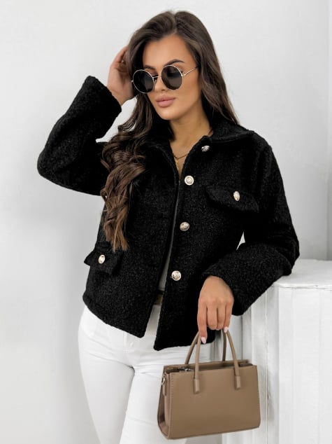 KURTKA BOUCLE XAVIA CZARNA