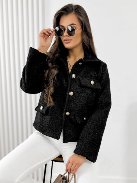 KURTKA BOUCLE XAVIA CZARNA