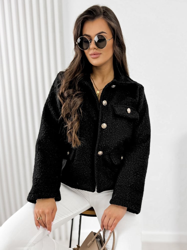 KURTKA BOUCLE XAVIA CZARNA