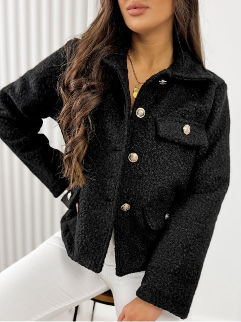 KURTKA BOUCLE XAVIA CZARNA