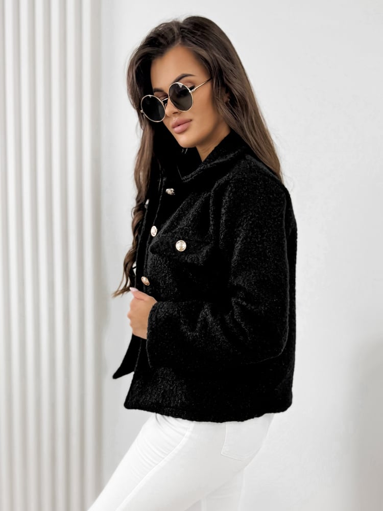 KURTKA BOUCLE XAVIA CZARNA