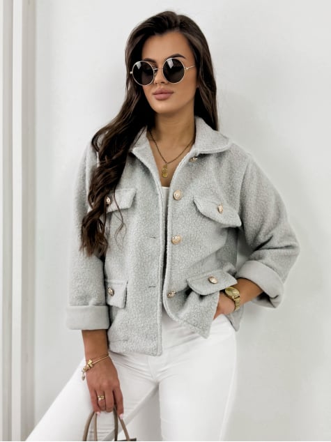 KURTKA BOUCLE XAVIA SZARA