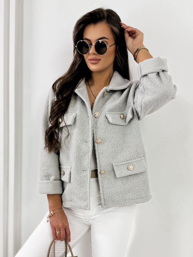 KURTKA BOUCLE XAVIA SZARA