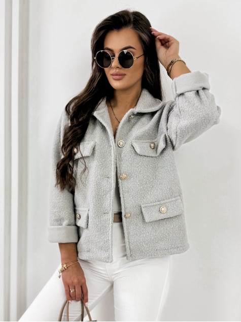 KURTKA BOUCLE XAVIA SZARA