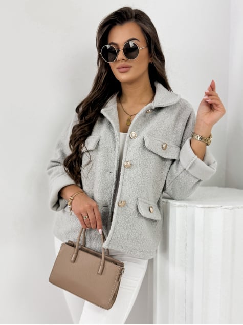 KURTKA BOUCLE XAVIA SZARA