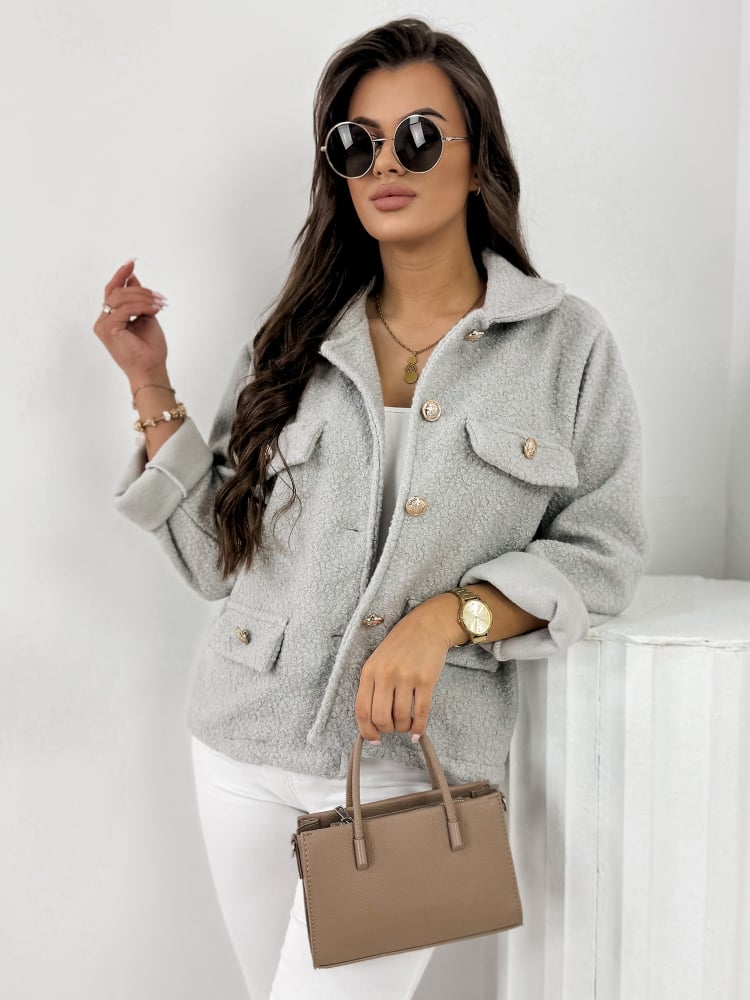 KURTKA BOUCLE XAVIA SZARA