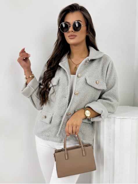 KURTKA BOUCLE XAVIA SZARA