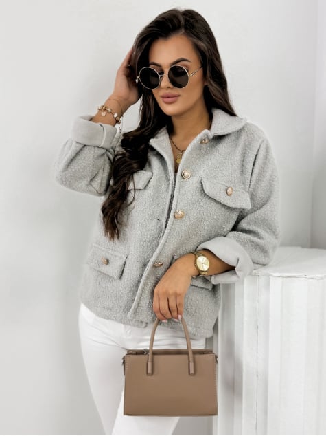 KURTKA BOUCLE XAVIA SZARA