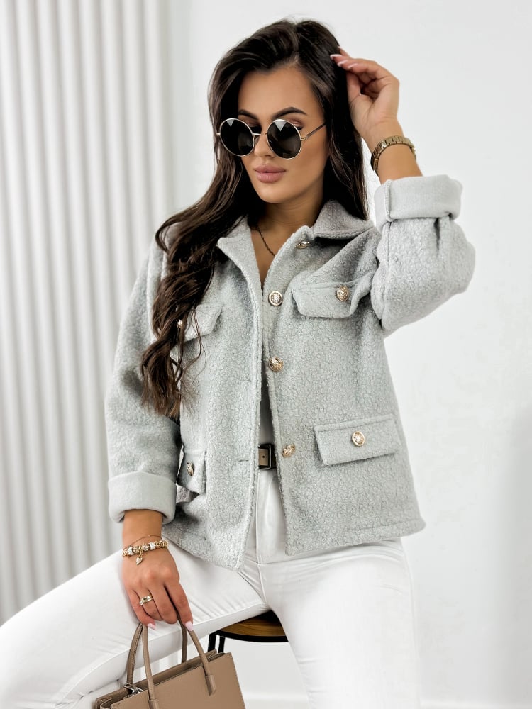 KURTKA BOUCLE XAVIA SZARA