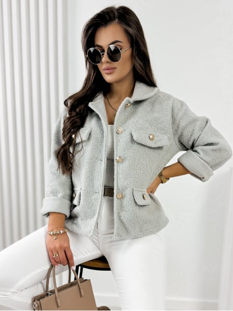 KURTKA BOUCLE XAVIA SZARA