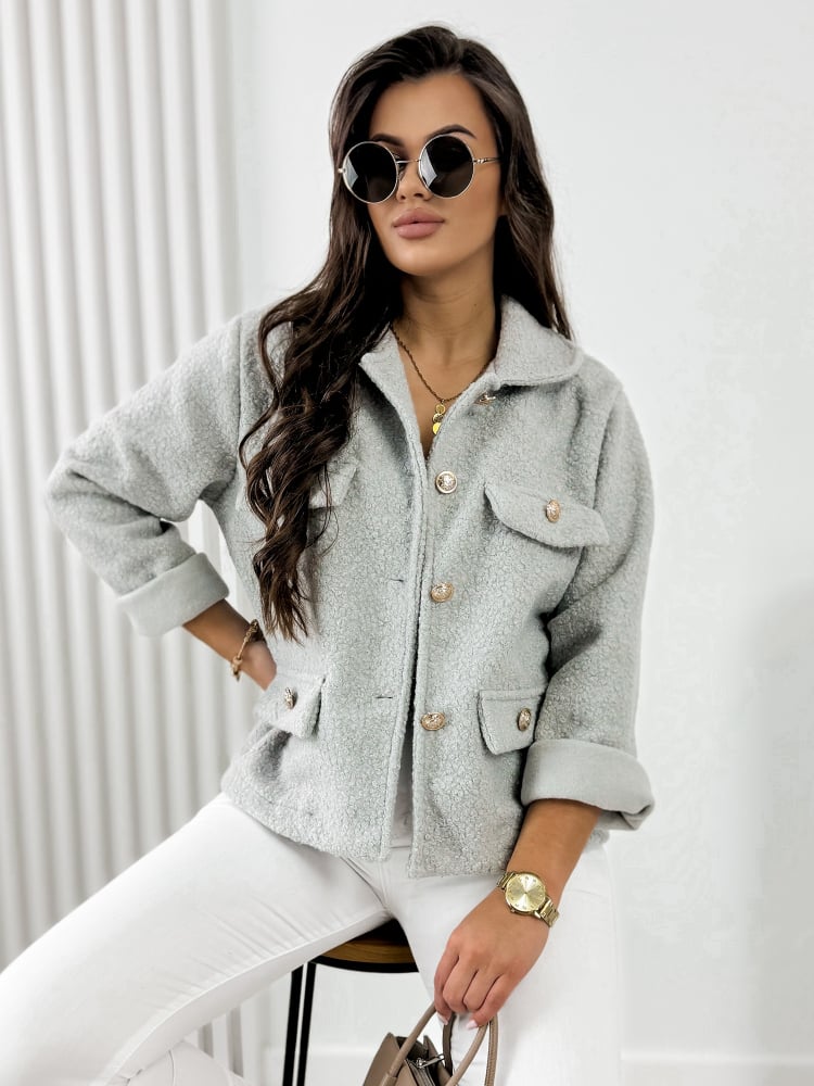 KURTKA BOUCLE XAVIA SZARA
