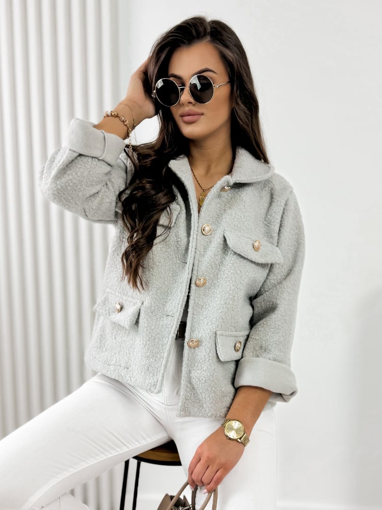 KURTKA BOUCLE XAVIA SZARA