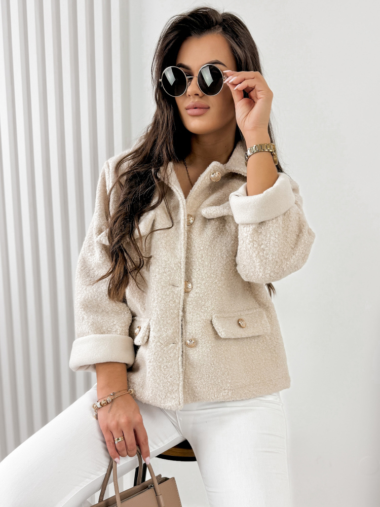 KURTKA BOUCLE XAVIA BEŻOWA