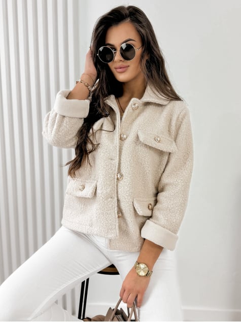 KURTKA BOUCLE XAVIA BEŻOWA