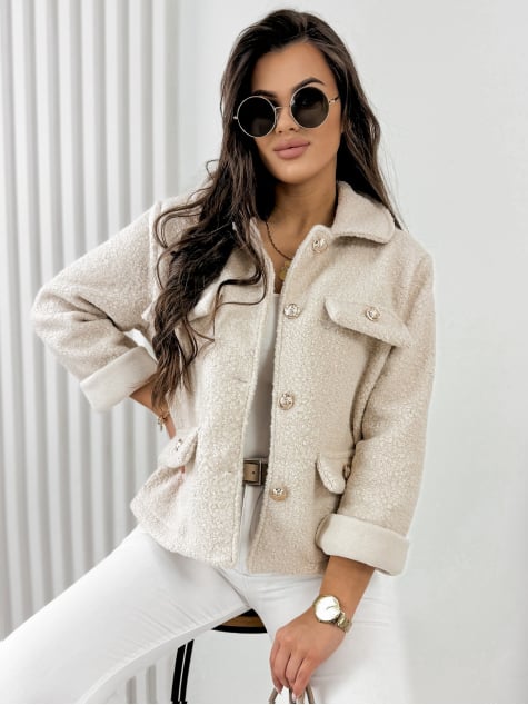 KURTKA BOUCLE XAVIA BEŻOWA