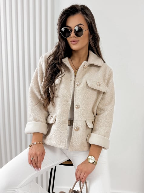 KURTKA BOUCLE XAVIA BEŻOWA