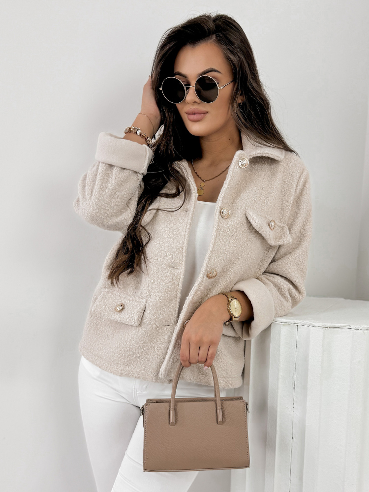 KURTKA BOUCLE XAVIA BEŻOWA