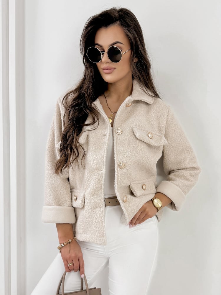 KURTKA BOUCLE XAVIA BEŻOWA