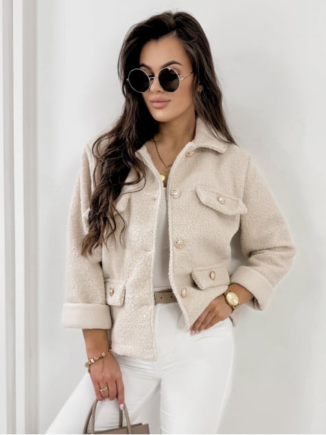 KURTKA BOUCLE XAVIA BEŻOWA