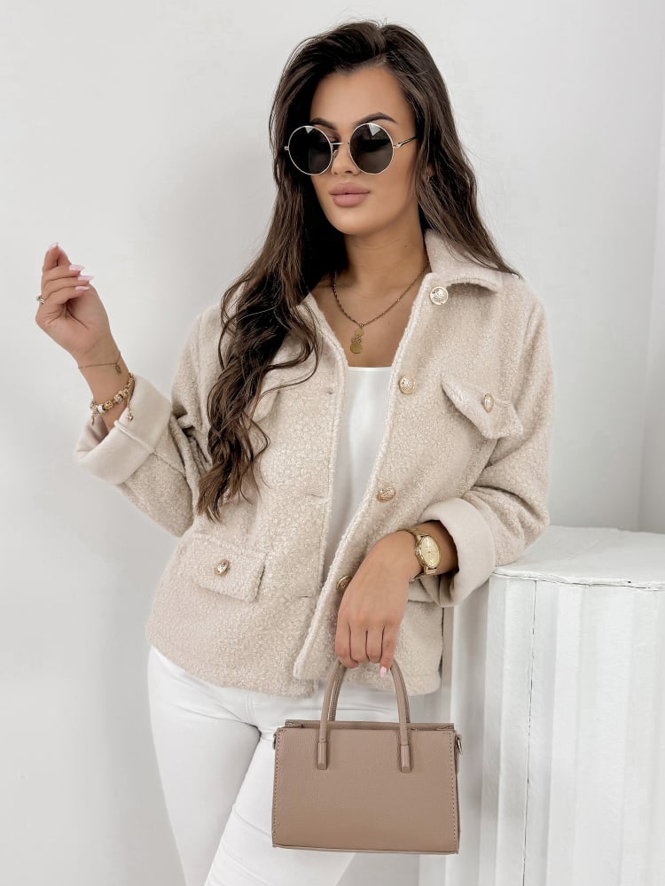 KURTKA BOUCLE XAVIA BEŻOWA