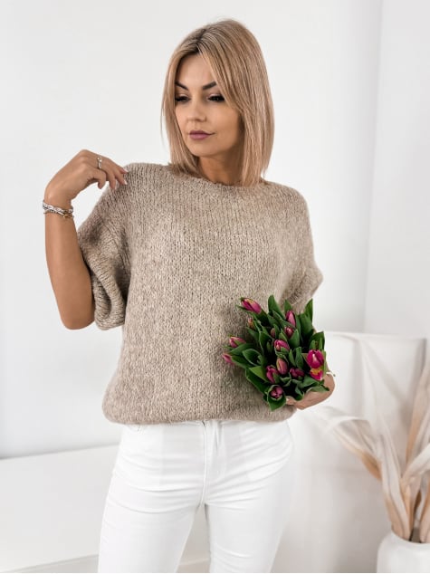 SWETER KYRO CIEMNOBEŻOWY