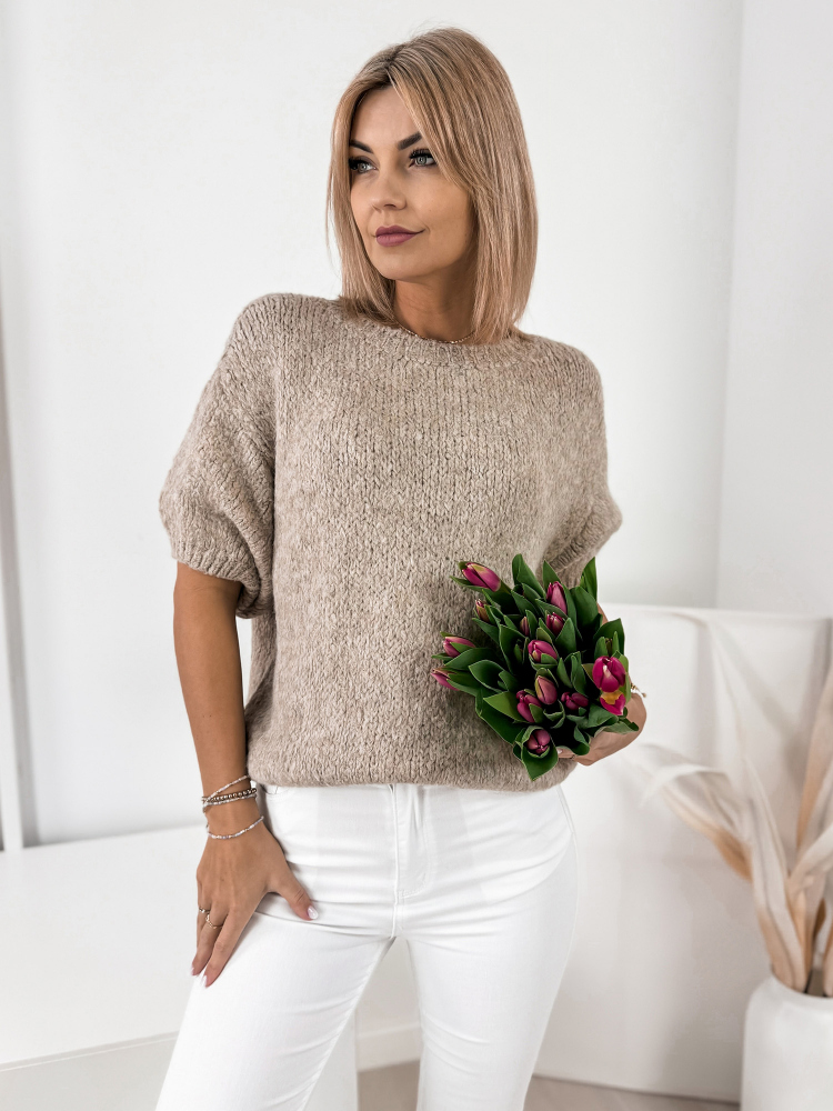 SWETER KYRO CIEMNOBEŻOWY