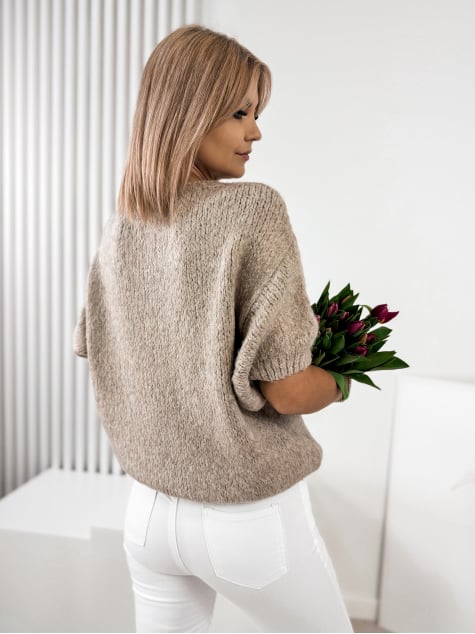 SWETER KYRO CIEMNOBEŻOWY