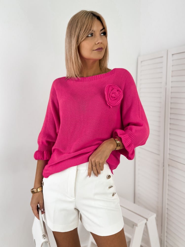 SWETER JUNIA NEONOWY RÓŻ
