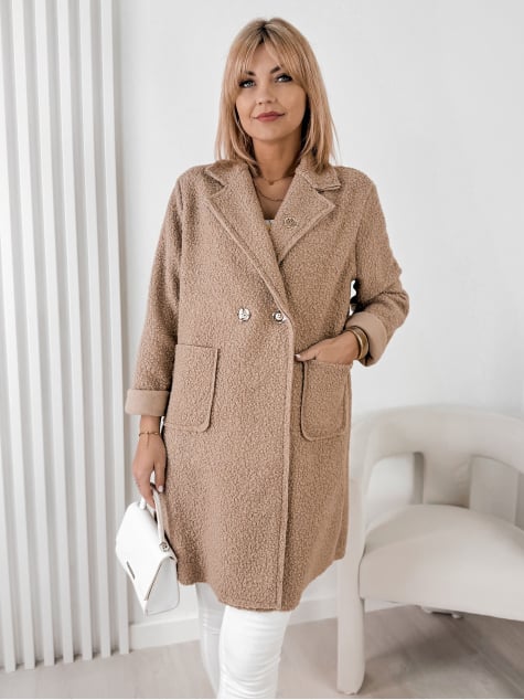 PŁASZCZ BOUCLE MELINDA CIEMNOBEŻOWY