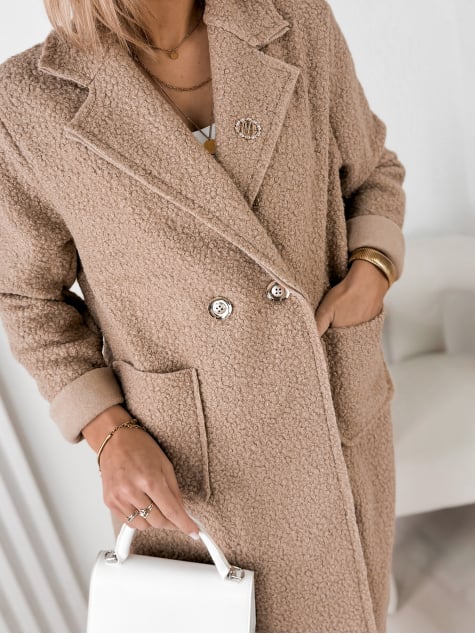 PŁASZCZ BOUCLE MELINDA CIEMNOBEŻOWY