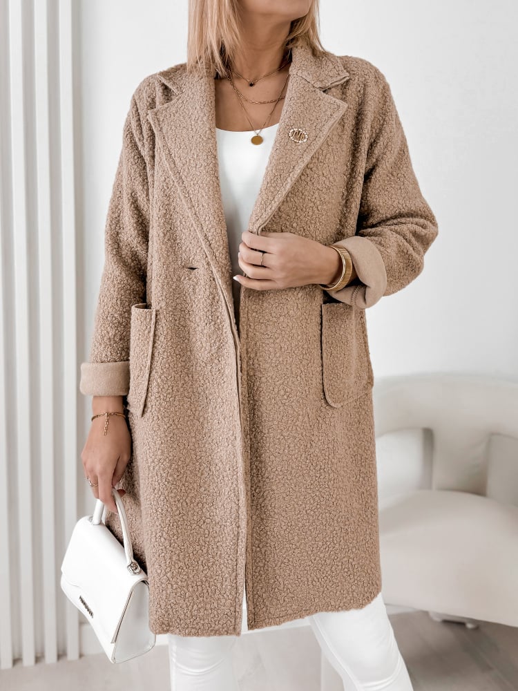 PŁASZCZ BOUCLE MELINDA CIEMNOBEŻOWY