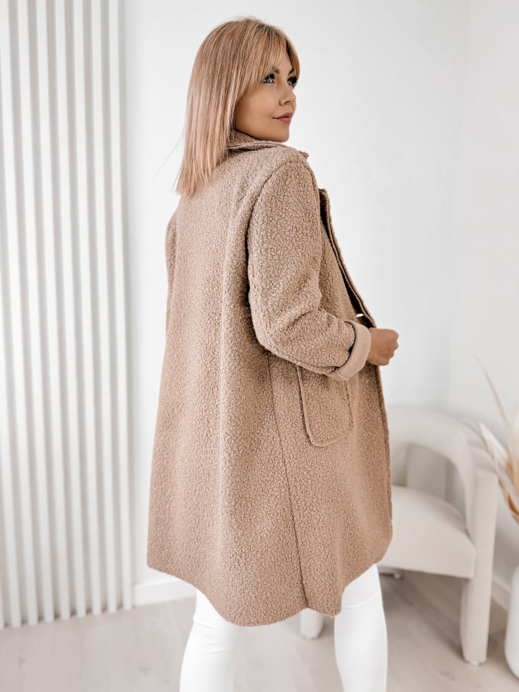 PŁASZCZ BOUCLE MELINDA CIEMNOBEŻOWY