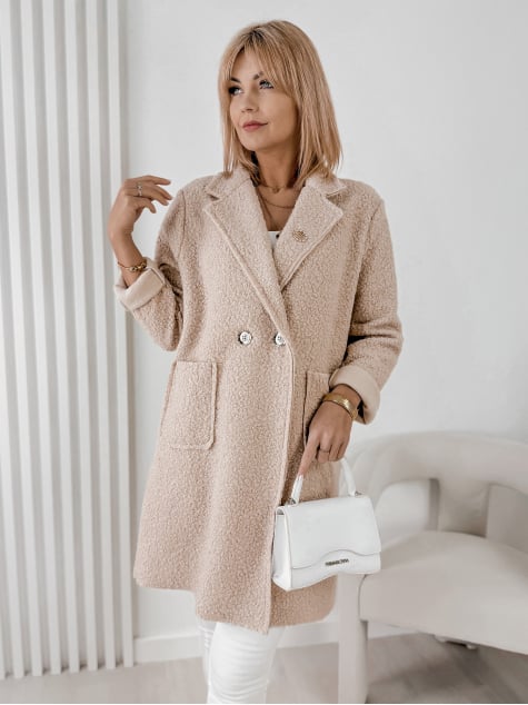 PŁASZCZ BOUCLE MELINDA BEŻOWY