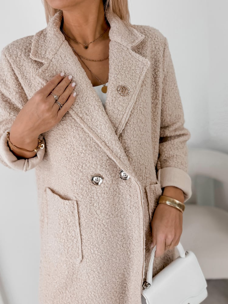 PŁASZCZ BOUCLE MELINDA BEŻOWY