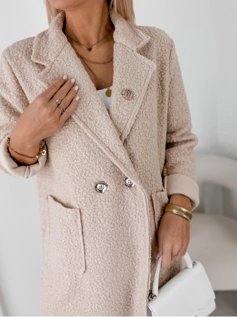 PŁASZCZ BOUCLE MELINDA BEŻOWY