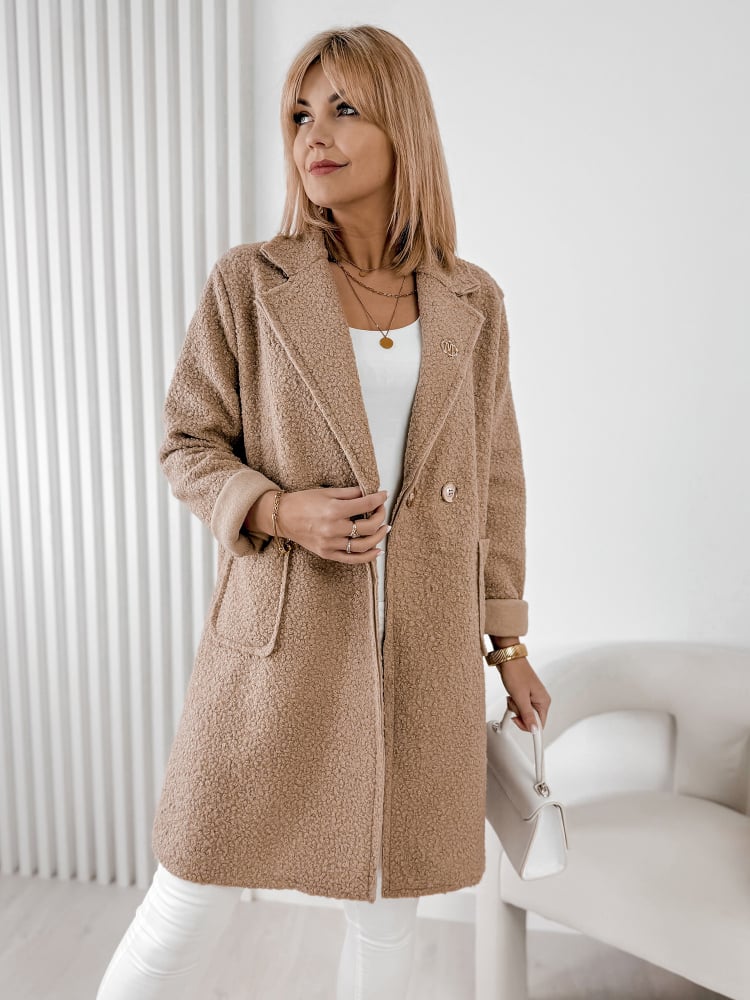 PŁASZCZ BOUCLE MELINDA CIEMNOBEŻOWY