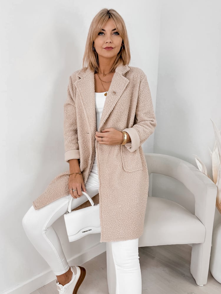 PŁASZCZ BOUCLE MELINDA BEŻOWY