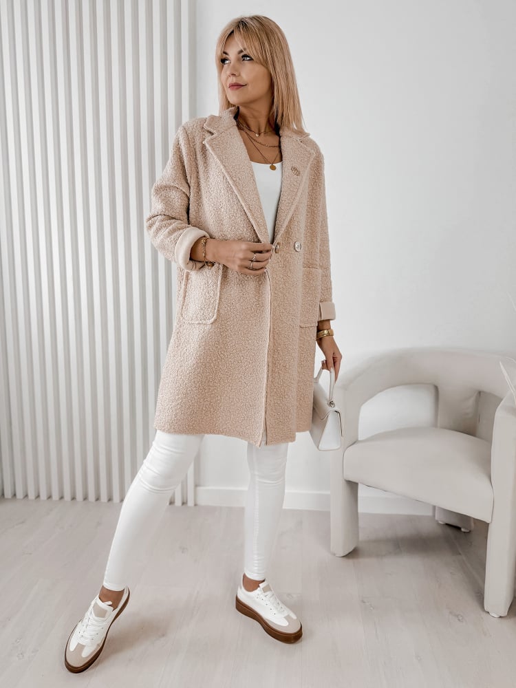 PŁASZCZ BOUCLE MELINDA BEŻOWY