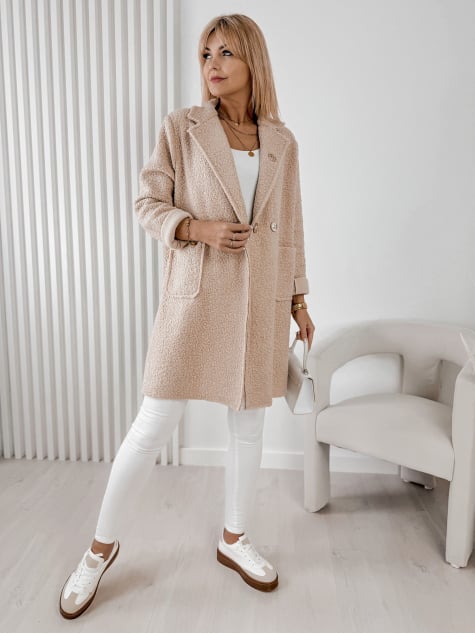 PŁASZCZ BOUCLE MELINDA BEŻOWY