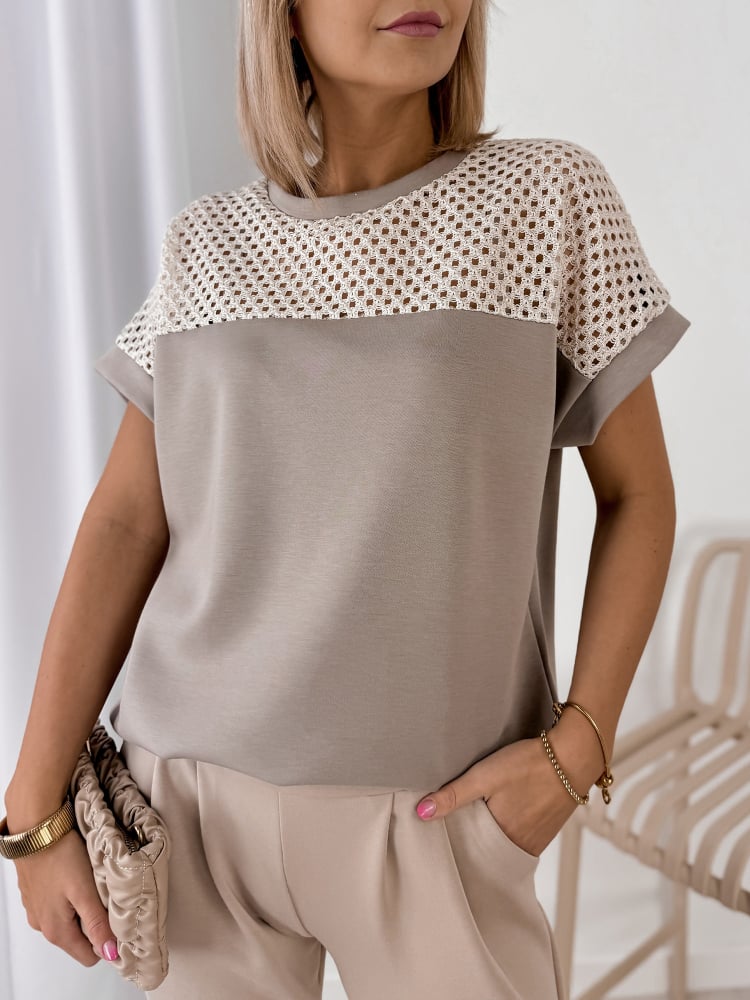 BLUZKA MILARA CIEMNOBEŻOWA